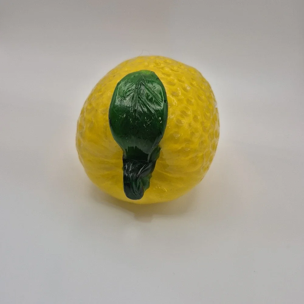 Vintage Art Glass Yellow Lemon Hand Blown Fruit Kitchen Decor Murano Style